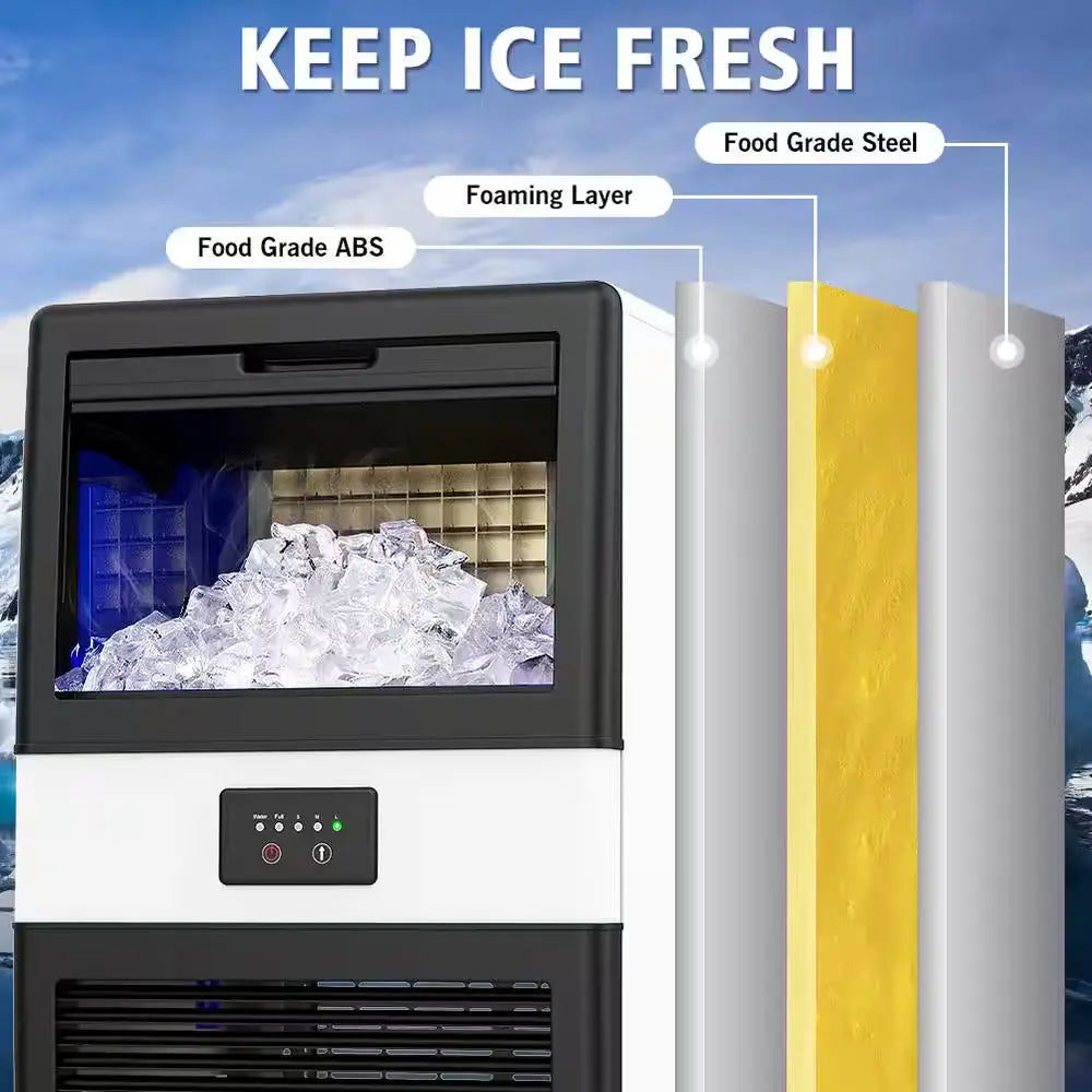 Lifeplus 70 Lbs. Daily Production Freestanding Automatic Clear Ice Maker in Black | Fridge.com