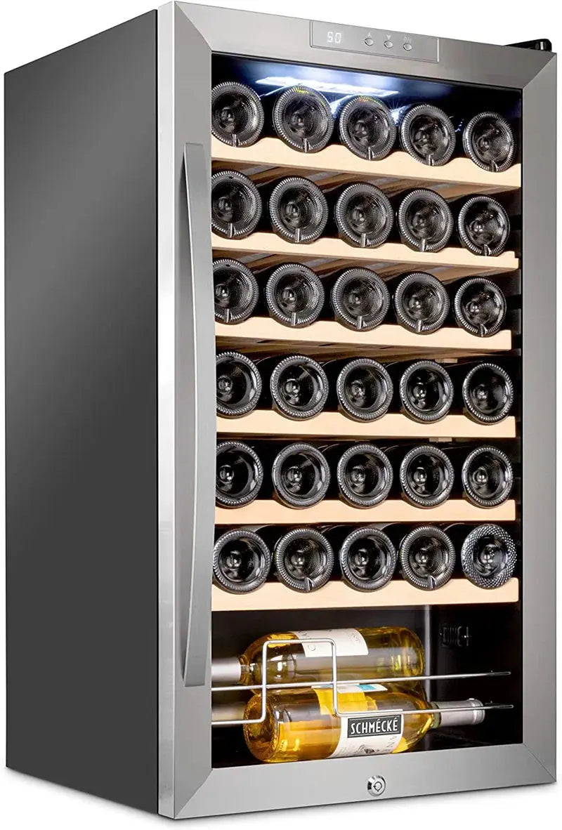 Schmécké 34 Bottle Compressor Wine Cooler Refrigerator W/Lock - Large Freestanding Wine Cellar | Fridge.com