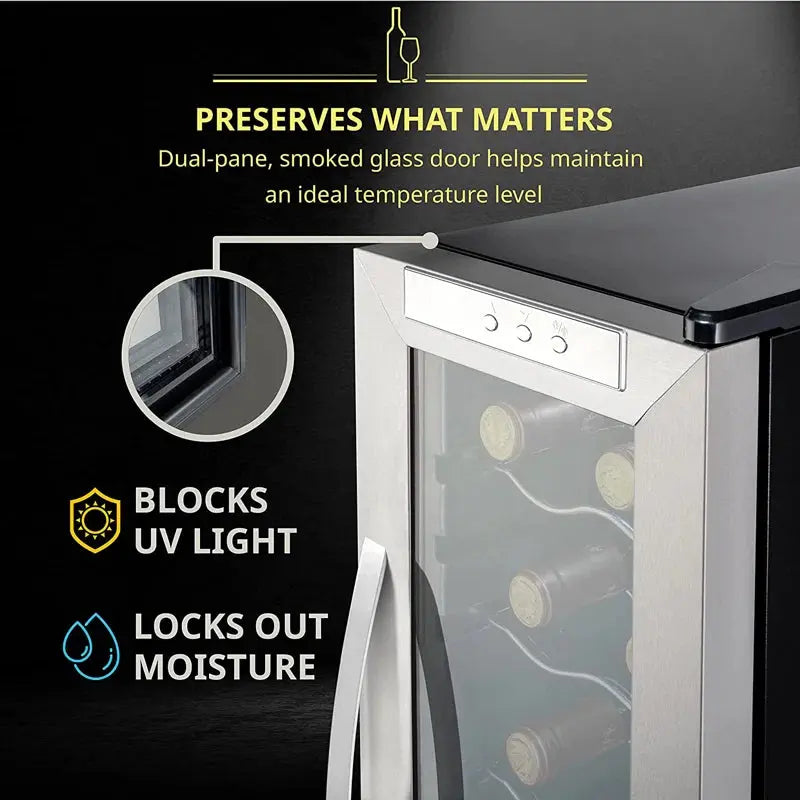 Schmck 12 Bottle Compressor Wine Cooler Refrigerator W/Lock - Large Freestanding Wine Cellar for Red | Fridge.com