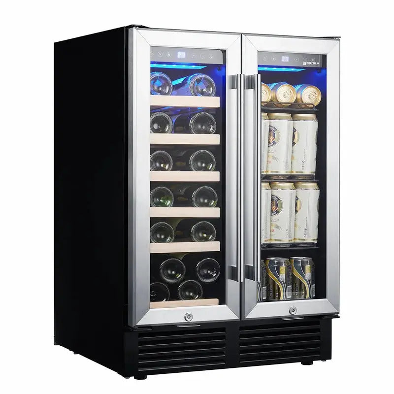 Loveiscool 23.4'' 19 Bottle and 76 Can Dual Zone Wine & Beverage Refrigerator | Fridge.com