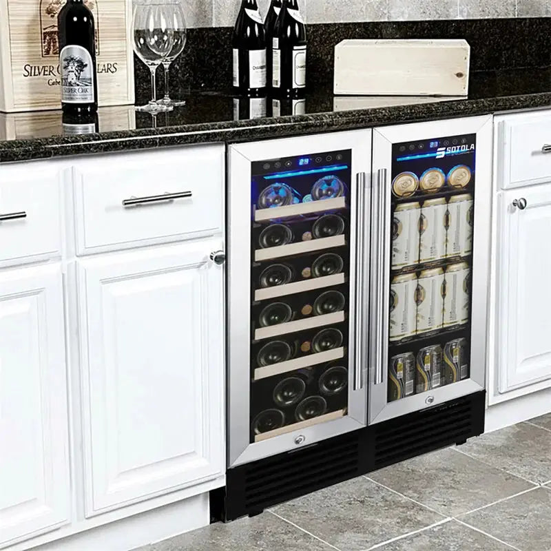 Loveiscool 23.4'' 19 Bottle and 76 Can Dual Zone Wine & Beverage Refrigerator | Fridge.com