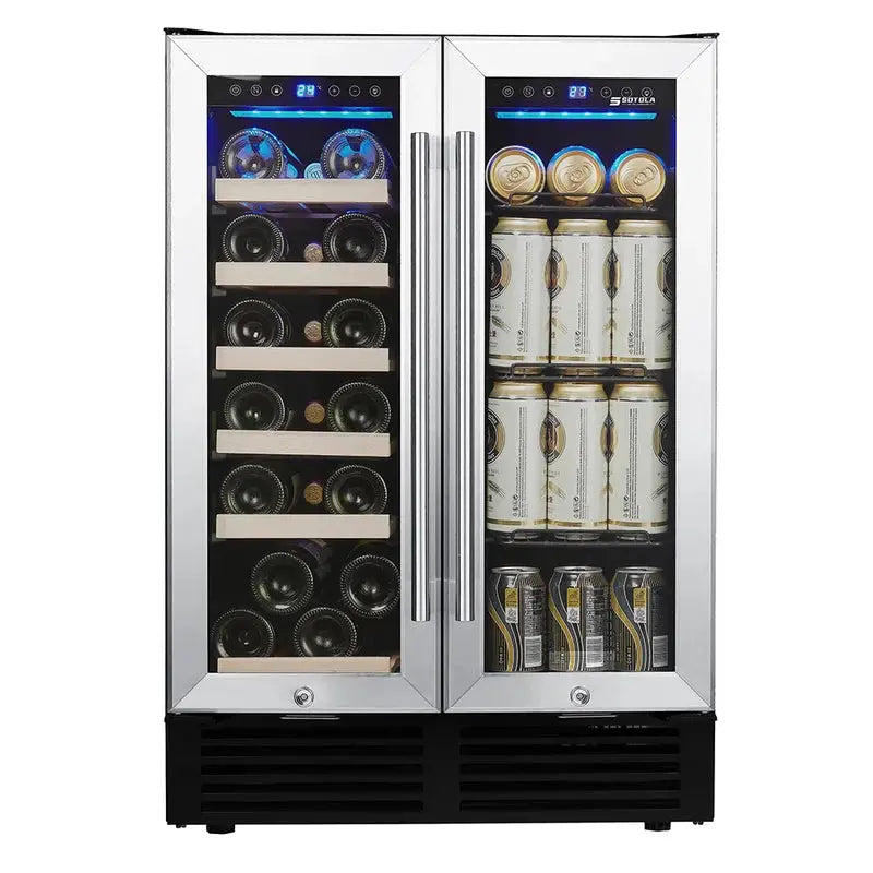 Loveiscool 23.4'' 19 Bottle and 76 Can Dual Zone Wine & Beverage Refrigerator | Fridge.com