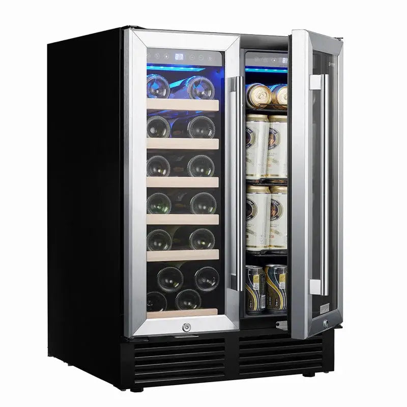 Loveiscool 23.4'' 19 Bottle and 76 Can Dual Zone Wine & Beverage Refrigerator | Fridge.com