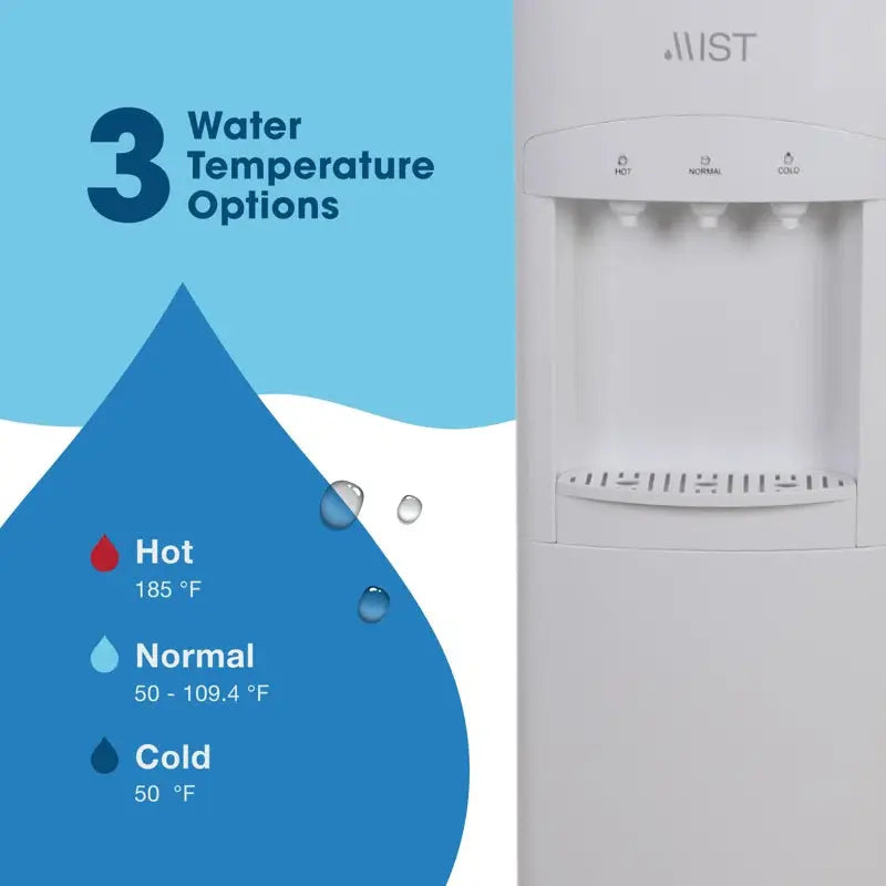 MIST White Free Standing Electric Water Dispenser | Fridge.com