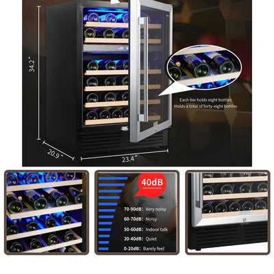 MONSFEST 23.4'' 46 Bottle Dual Zone Freestanding Wine Refrigerator | Fridge.com