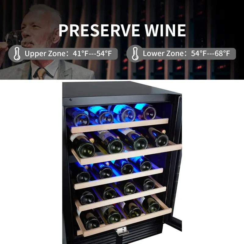 MONSFEST 23.4'' 46 Bottle Dual Zone Freestanding Wine Refrigerator | Fridge.com