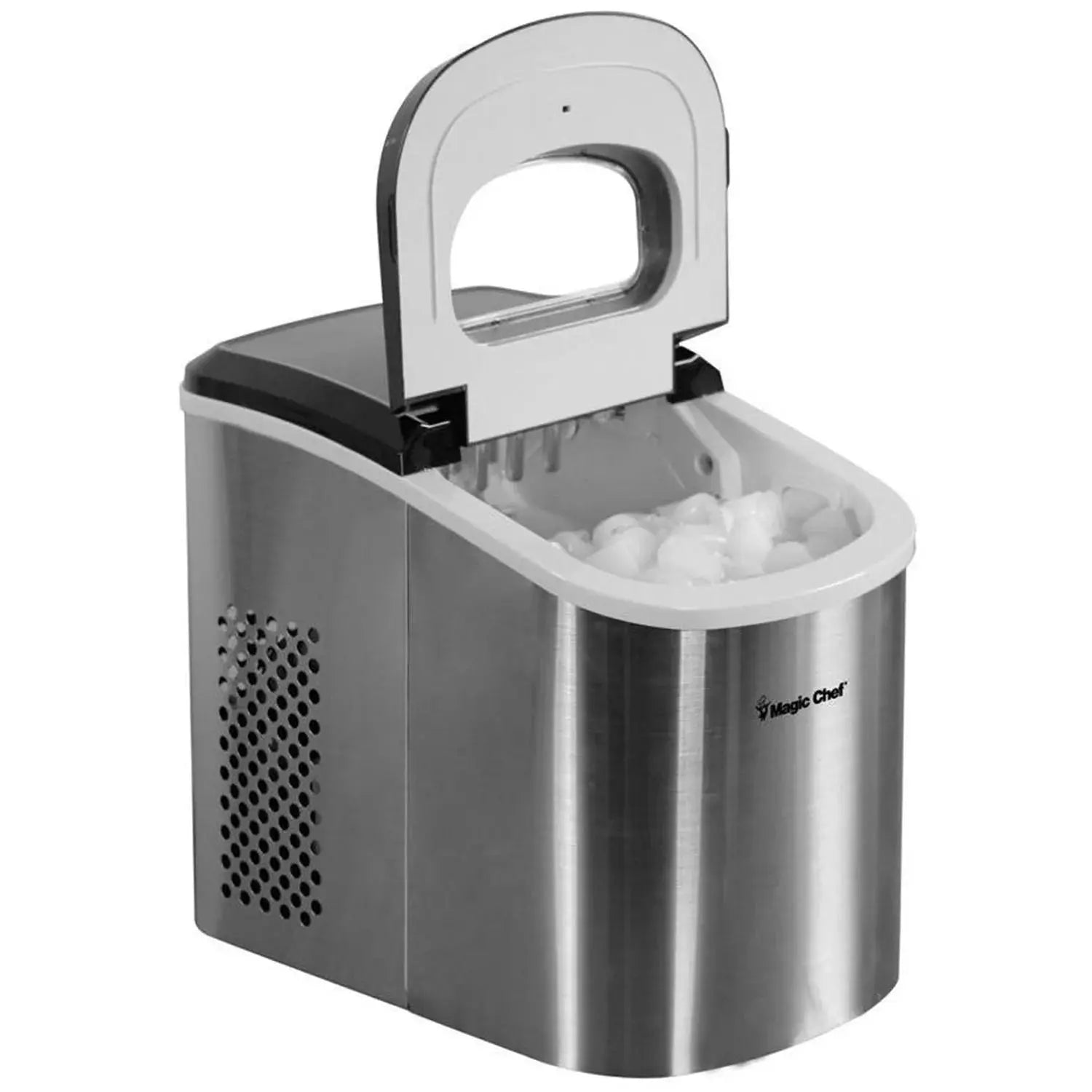 Magic Chef 27 Lb Capacity Portable Countertop Ice Maker, Stainless Steel (Bullet Ice) | Fridge.com