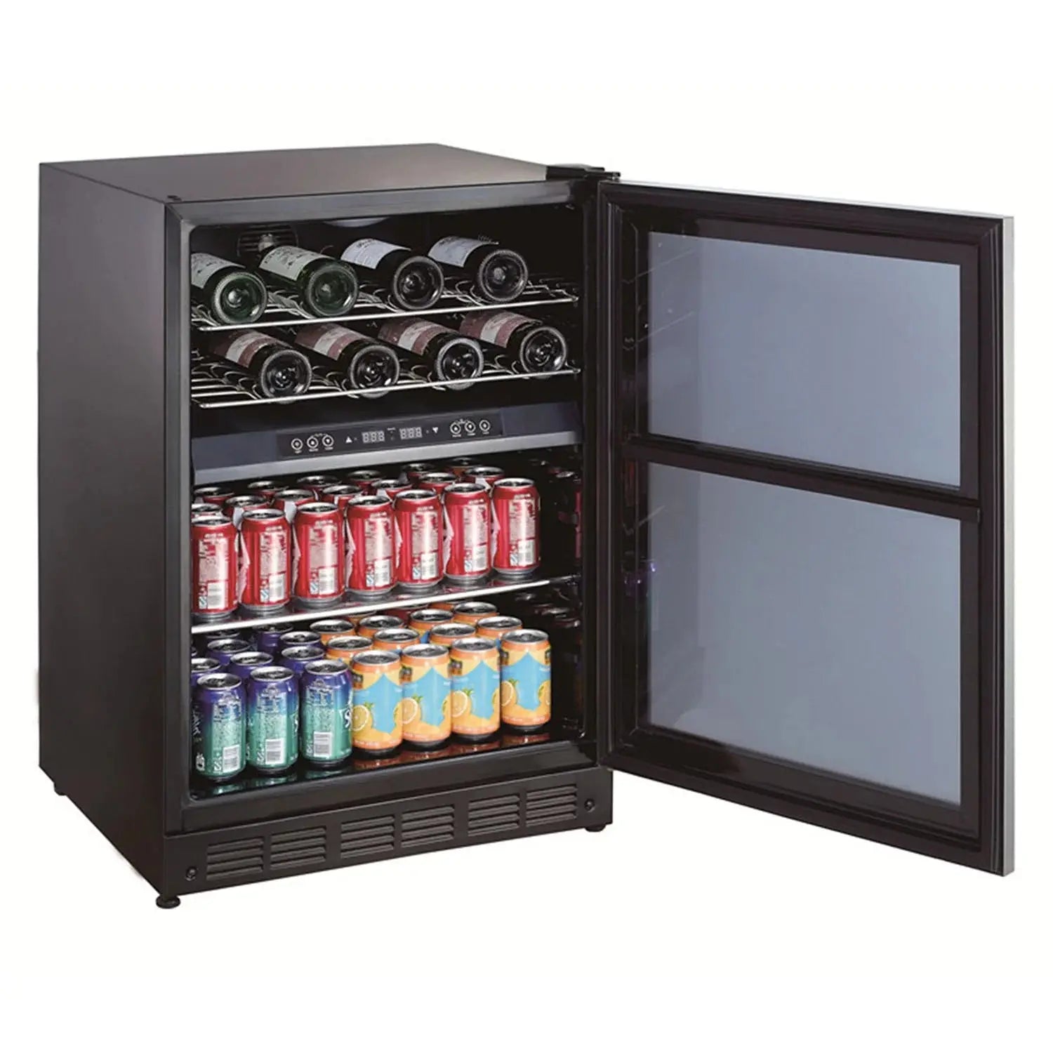 Magic Chef BTWB530ST1 New 24-Inch Wide Dual-Zone Wine and Beverage Cooler. Stainless Steel Built-In Glass Door | Fridge.com