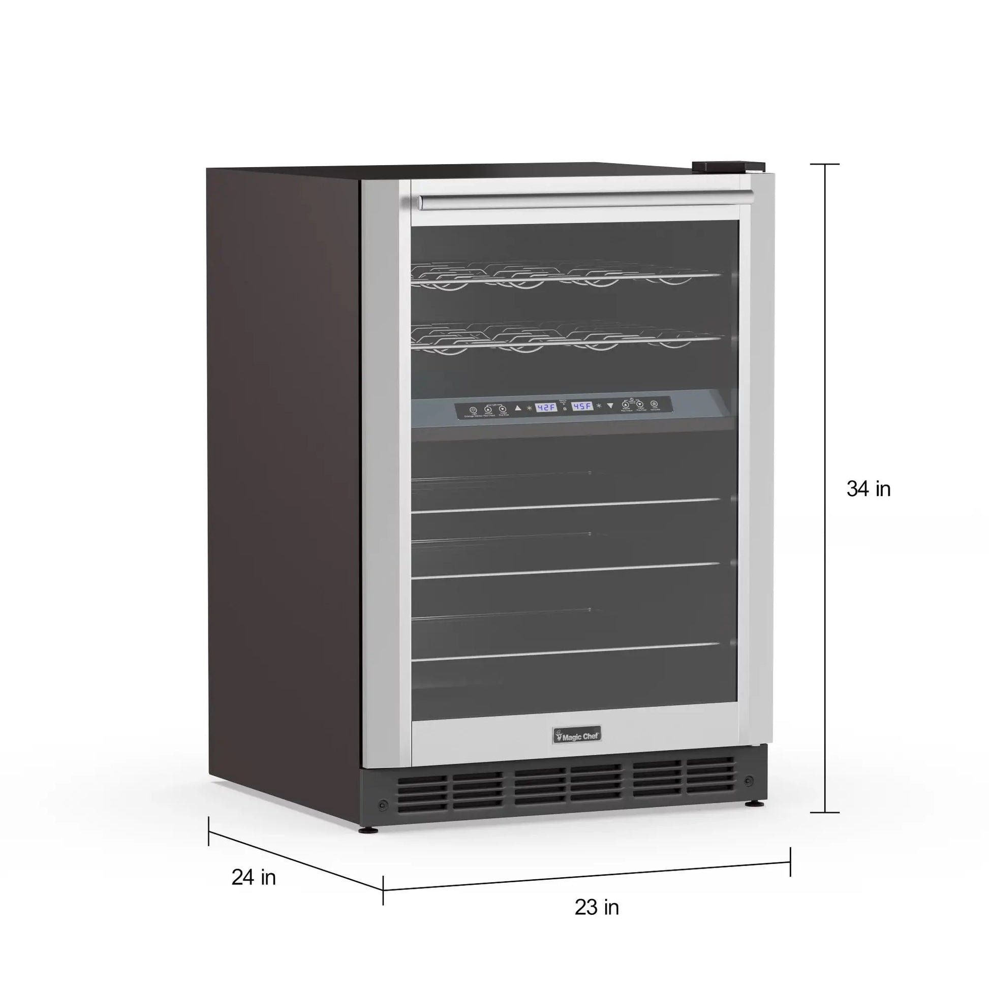 Magic Chef BTWB530ST1 New 24-Inch Wide Dual-Zone Wine and Beverage Cooler. Stainless Steel Built-In Glass Door | Fridge.com