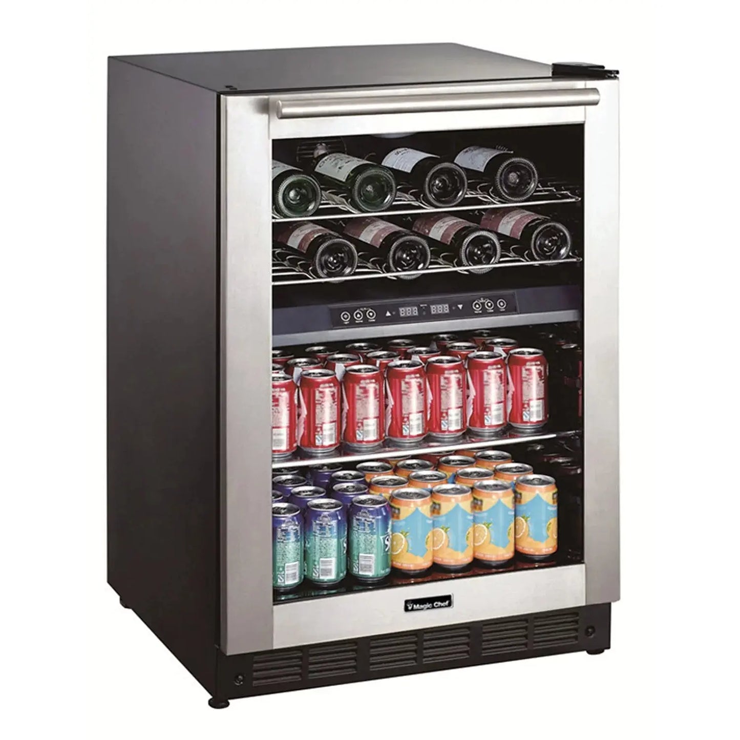 Magic Chef BTWB530ST1 New 24-Inch Wide Dual-Zone Wine and Beverage Cooler. Stainless Steel Built-In Glass Door | Fridge.com