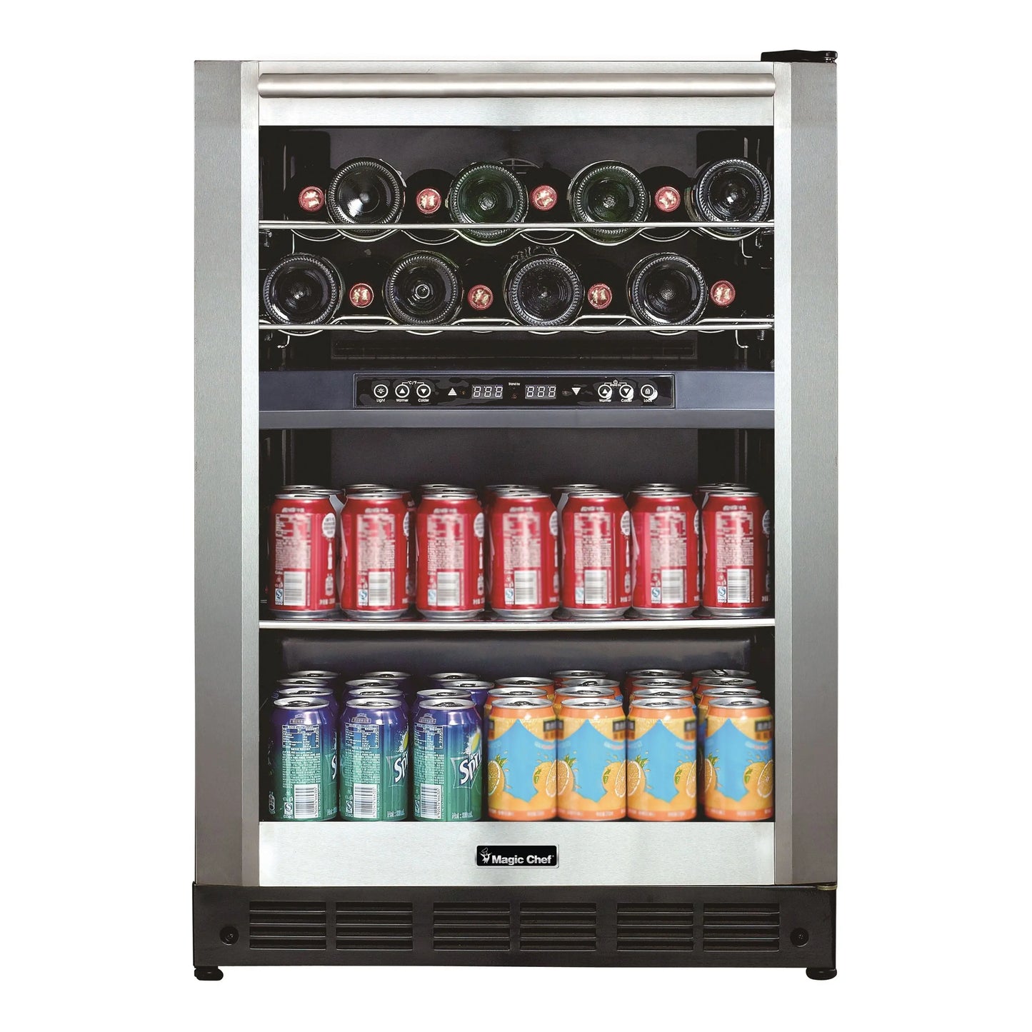 Magic Chef BTWB530ST1 New 24-Inch Wide Dual-Zone Wine and Beverage Cooler. Stainless Steel Built-In Glass Door | Fridge.com