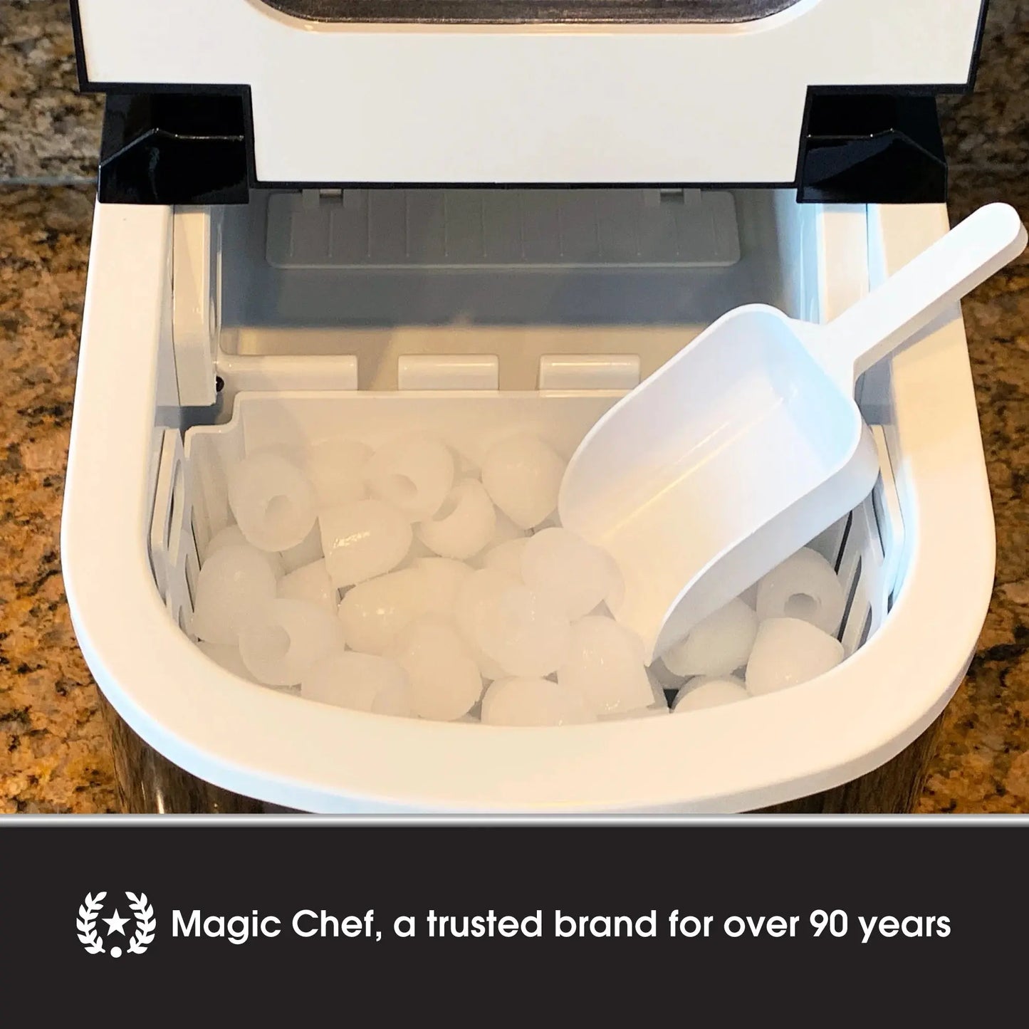 Magic Chef Brand - New Model MCIM22SV 27 Lb. Capacity Portable Ice Maker (Silver) Bullet Ice Cubes | Fridge.com