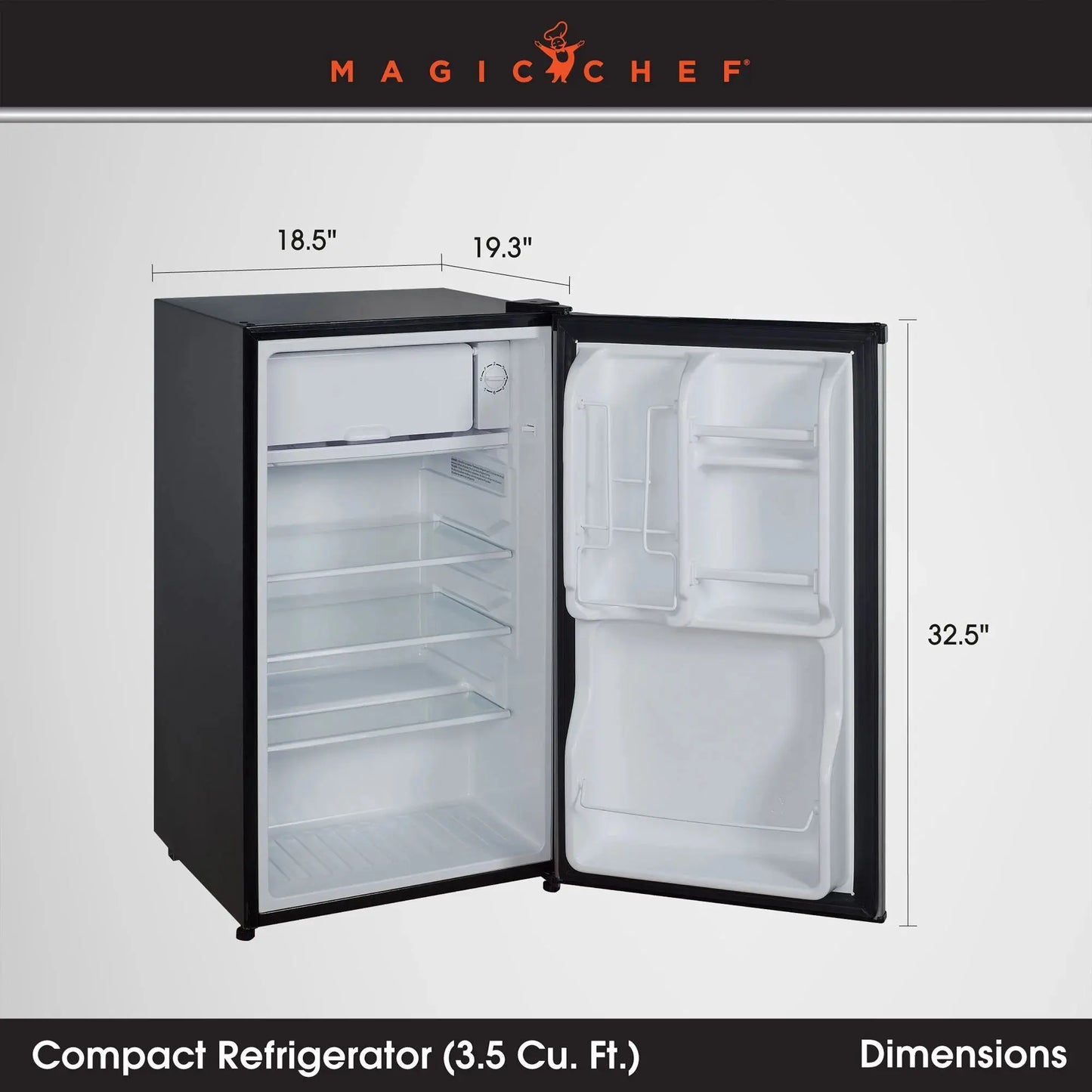 Magic Chef New 18.5 Inch Width 3.5 Cu. Ft. Compact Refrigerator with Single Door | Fridge.com