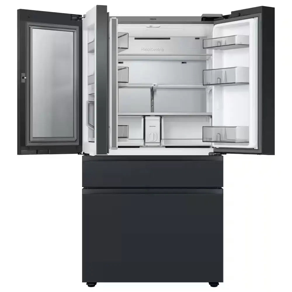 Bespoke 23 Cu. Ft. 4-Door French Door Smart Refrigerator with Family Hub in Charcoal Glass/Matte Black, Counter Depth | Fridge.com