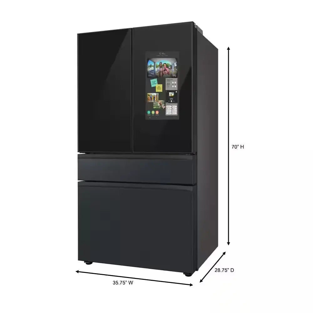 Bespoke 23 Cu. Ft. 4-Door French Door Smart Refrigerator with Family Hub in Charcoal Glass/Matte Black, Counter Depth | Fridge.com