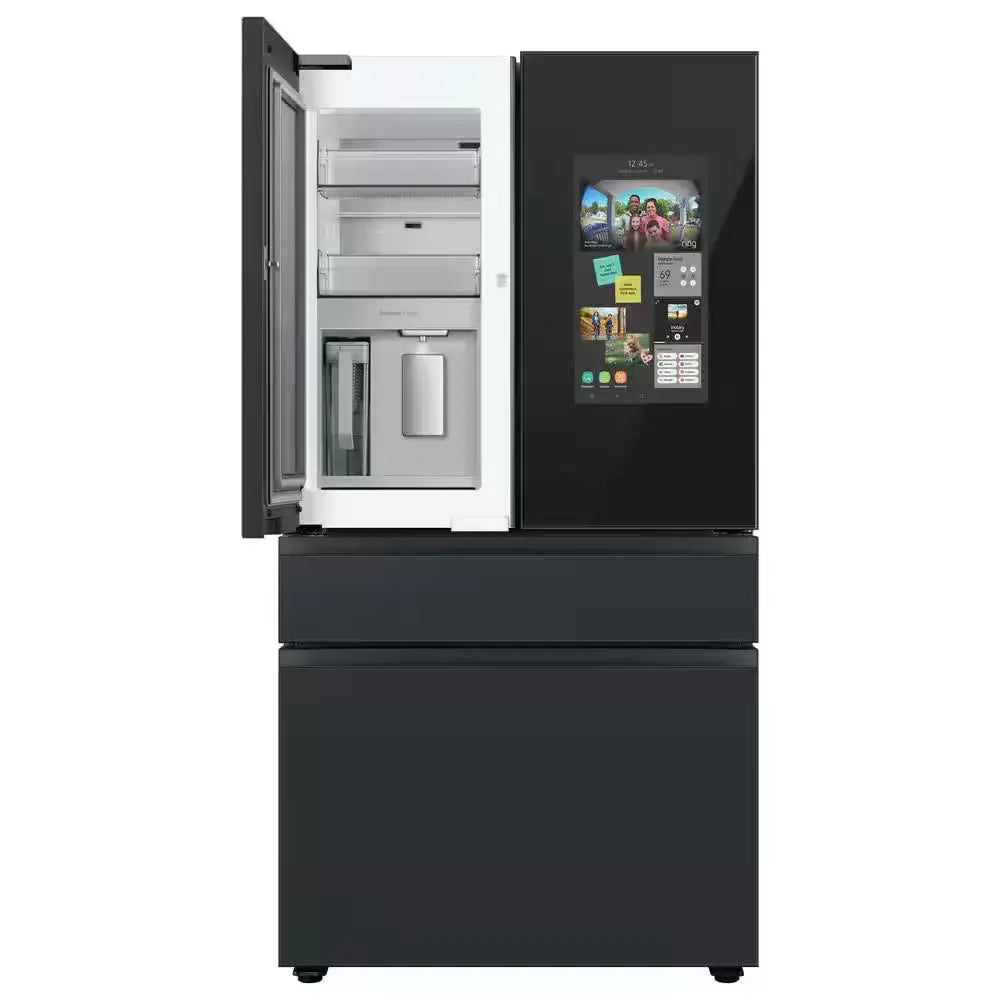 Bespoke 23 Cu. Ft. 4-Door French Door Smart Refrigerator with Family Hub in Charcoal Glass/Matte Black, Counter Depth | Fridge.com