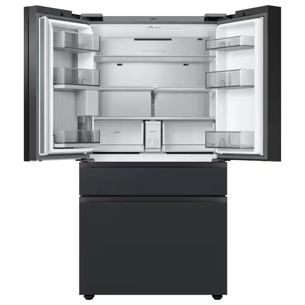 Bespoke 23 Cu. Ft. 4-Door French Door Smart Refrigerator with Family Hub in Charcoal Glass/Matte Black, Counter Depth | Fridge.com