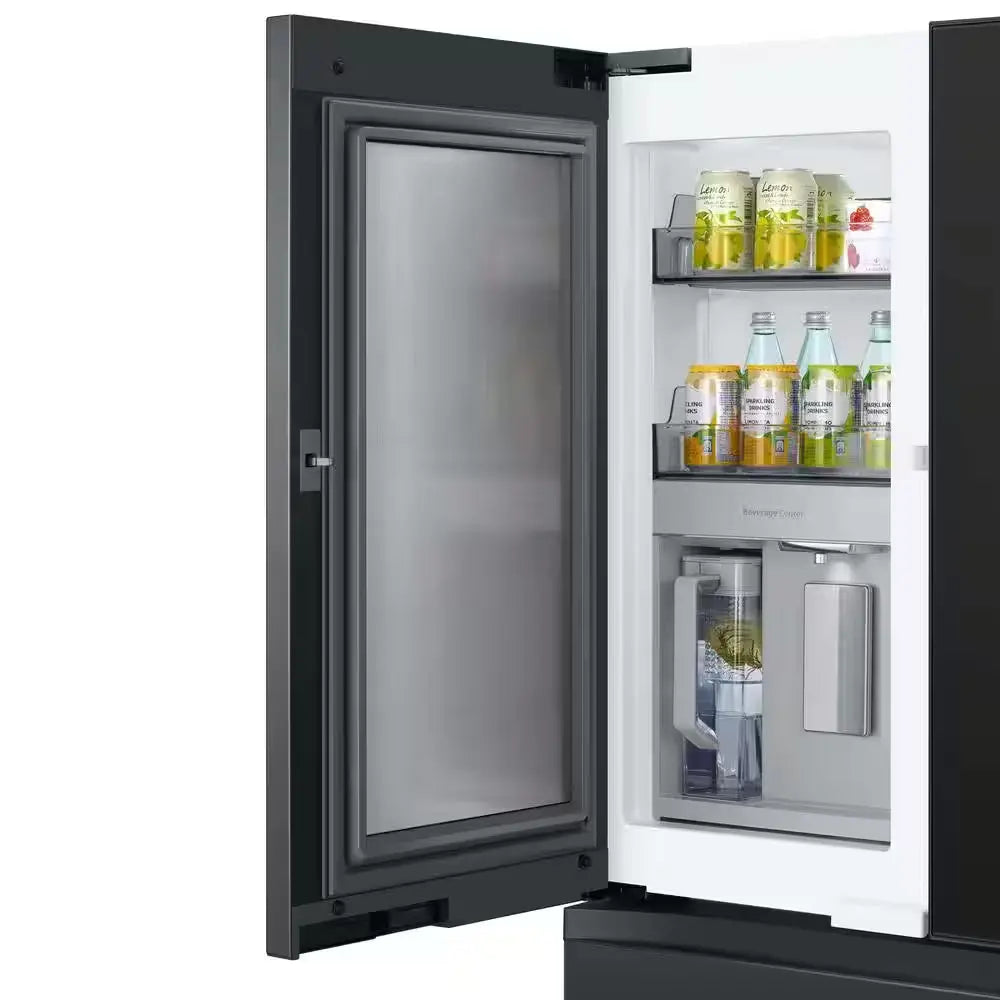 Bespoke 23 Cu. Ft. 4-Door French Door Smart Refrigerator with Family Hub in Charcoal Glass/Matte Black, Counter Depth | Fridge.com