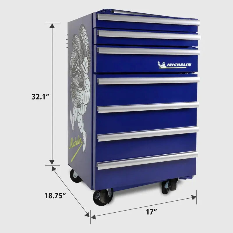 Michelin Tool Chest Fridge 1.8 Cu Ft Rolling Fridge with Tool Drawers Blue | Fridge.com