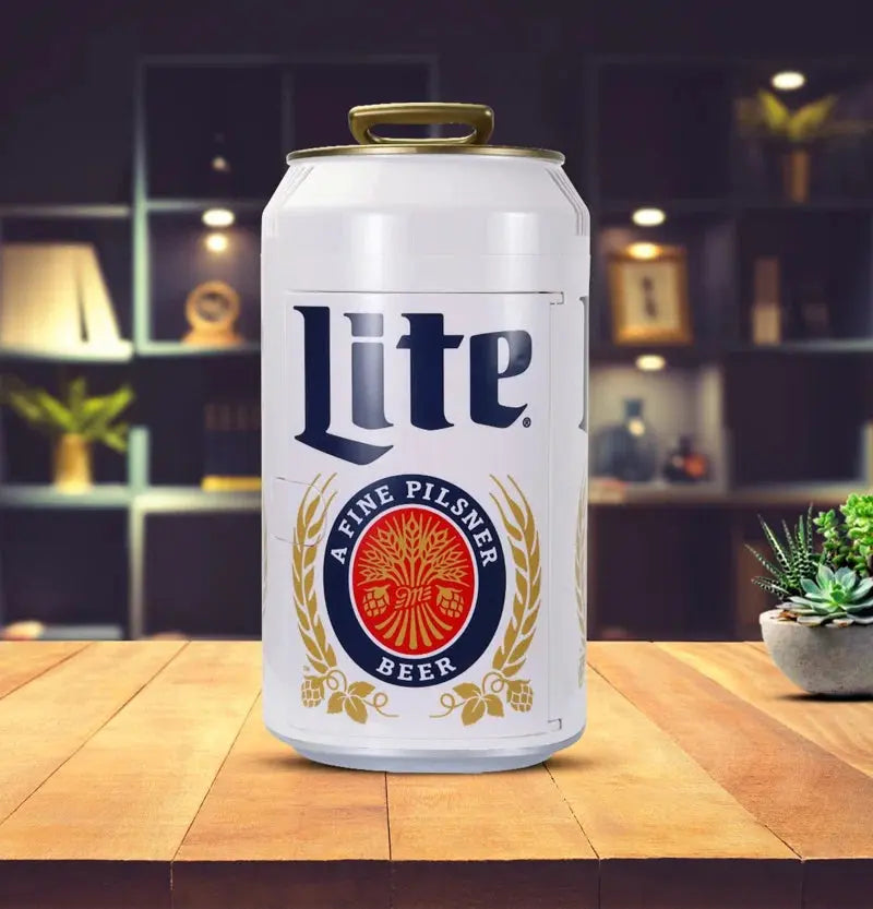 Miller Lite 8 Can Portable Mini Fridge 12V DC 110V AC 5.4L Cooler, White | Fridge.com