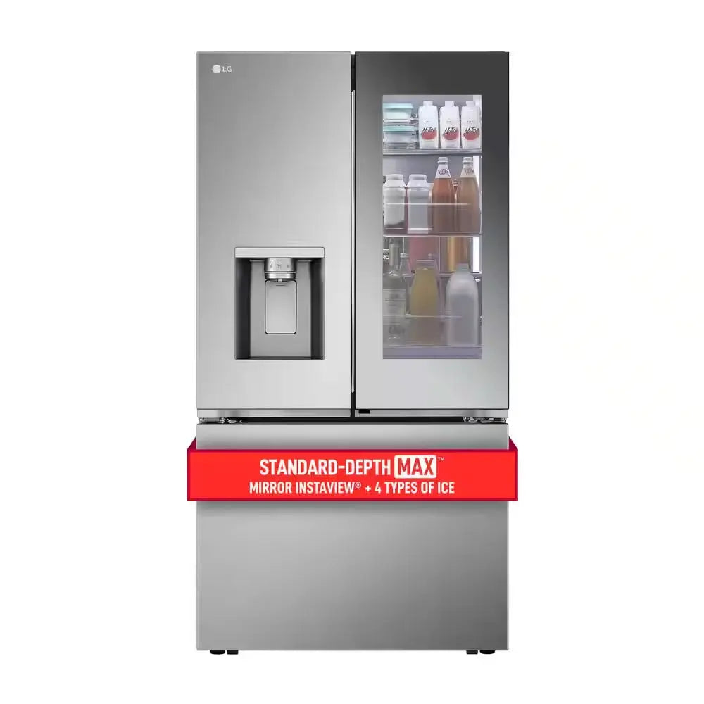 26 Cu. Ft. Counter-Depth MAX French Door Refrigerator W/ Mirrored Instaview & 4 Types of Ice, Printproof Stainless Steel | Fridge.com