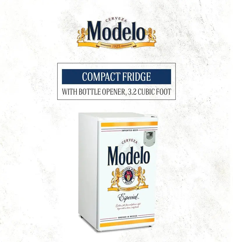 Modelo Compact Fridge with Bottle Opener, 3.2 Cu Ft (90L), White | Fridge.com