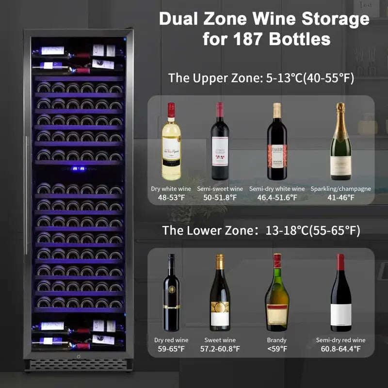 Modernluxe 23'' 187 Bottle and 187 Can Dual Zone Wine & Beverage Refrigerator | Fridge.com