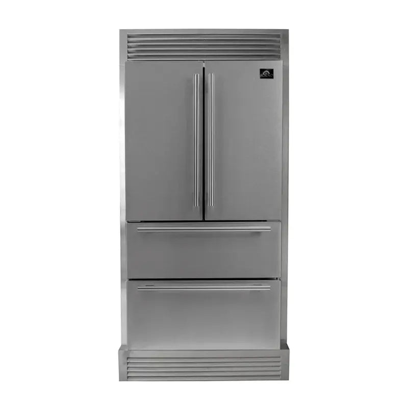 Moena 36-Inch French Door 19.2 Cu.Ft. Stainless Steel Refrigerator, Decorative Grill - 40-Inch Wide | Fridge.com