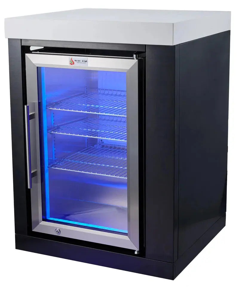 Mont Alpi Black Stainless Steel Fridge Cabinet Module + 2.7 Cubic Ft, Compact Refrigerator | Fridge.com