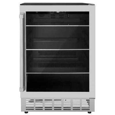 Monument 24 In. Single Zone 154-Can Beverage Fridge with LED Lighting in Stainless Steel | Fridge.com