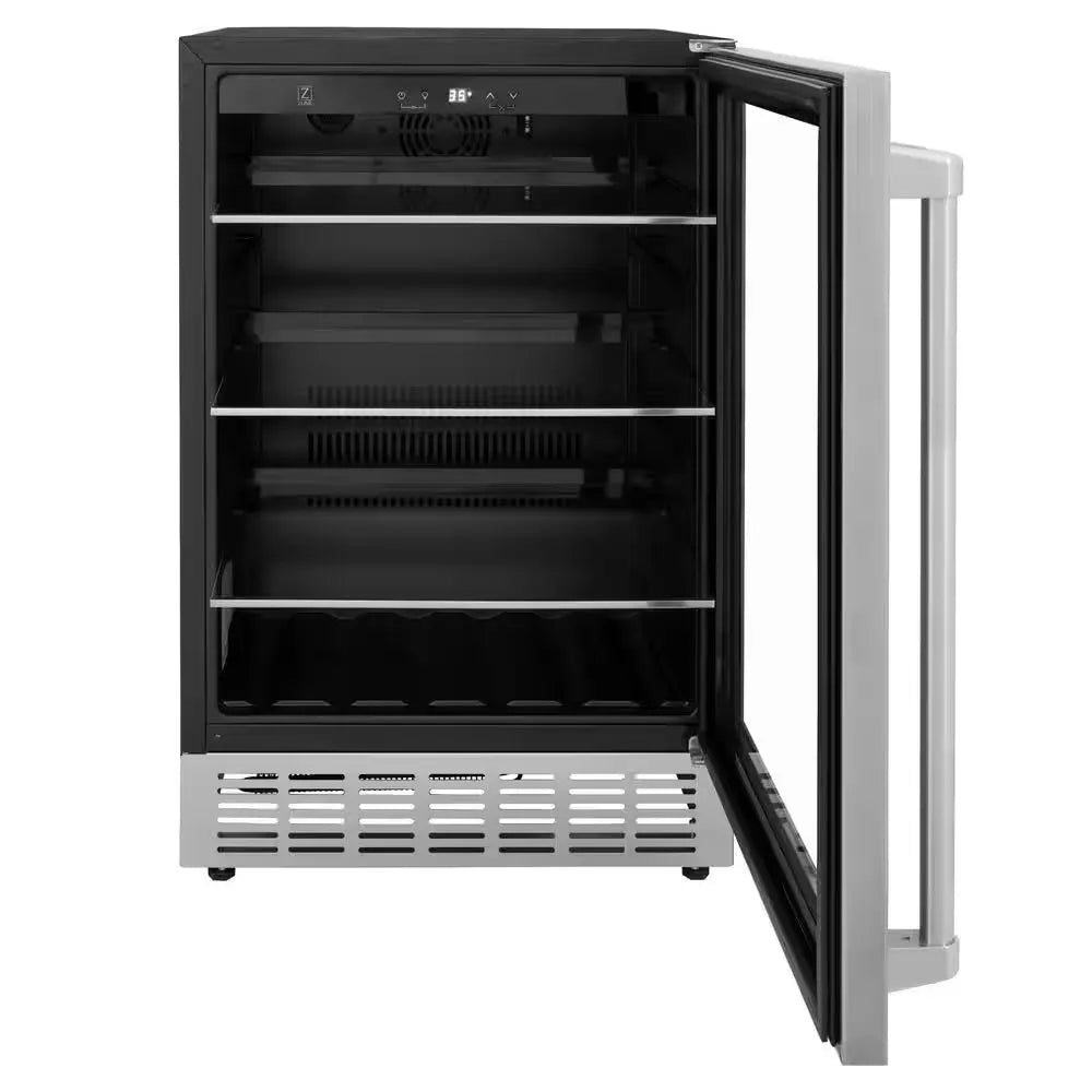 Monument 24 In. Single Zone 154-Can Beverage Fridge with LED Lighting in Stainless Steel | Fridge.com