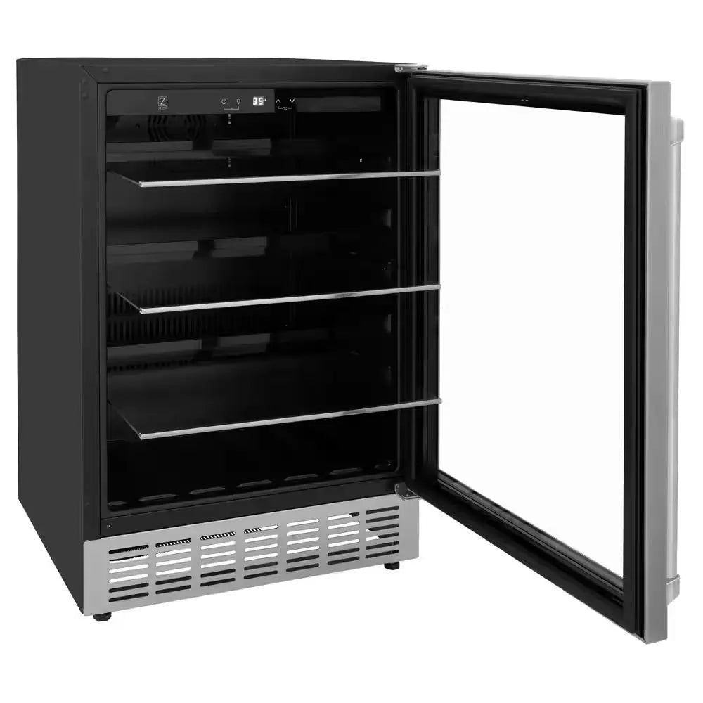 Monument 24 In. Single Zone 154-Can Beverage Fridge with LED Lighting in Stainless Steel | Fridge.com