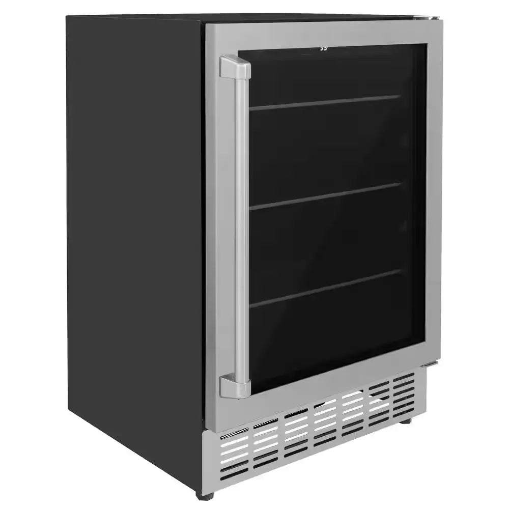 Monument 24 In. Single Zone 154-Can Beverage Fridge with LED Lighting in Stainless Steel | Fridge.com