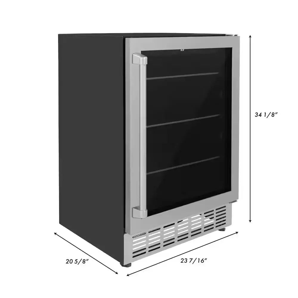 Monument 24 In. Single Zone 154-Can Beverage Fridge with LED Lighting in Stainless Steel | Fridge.com