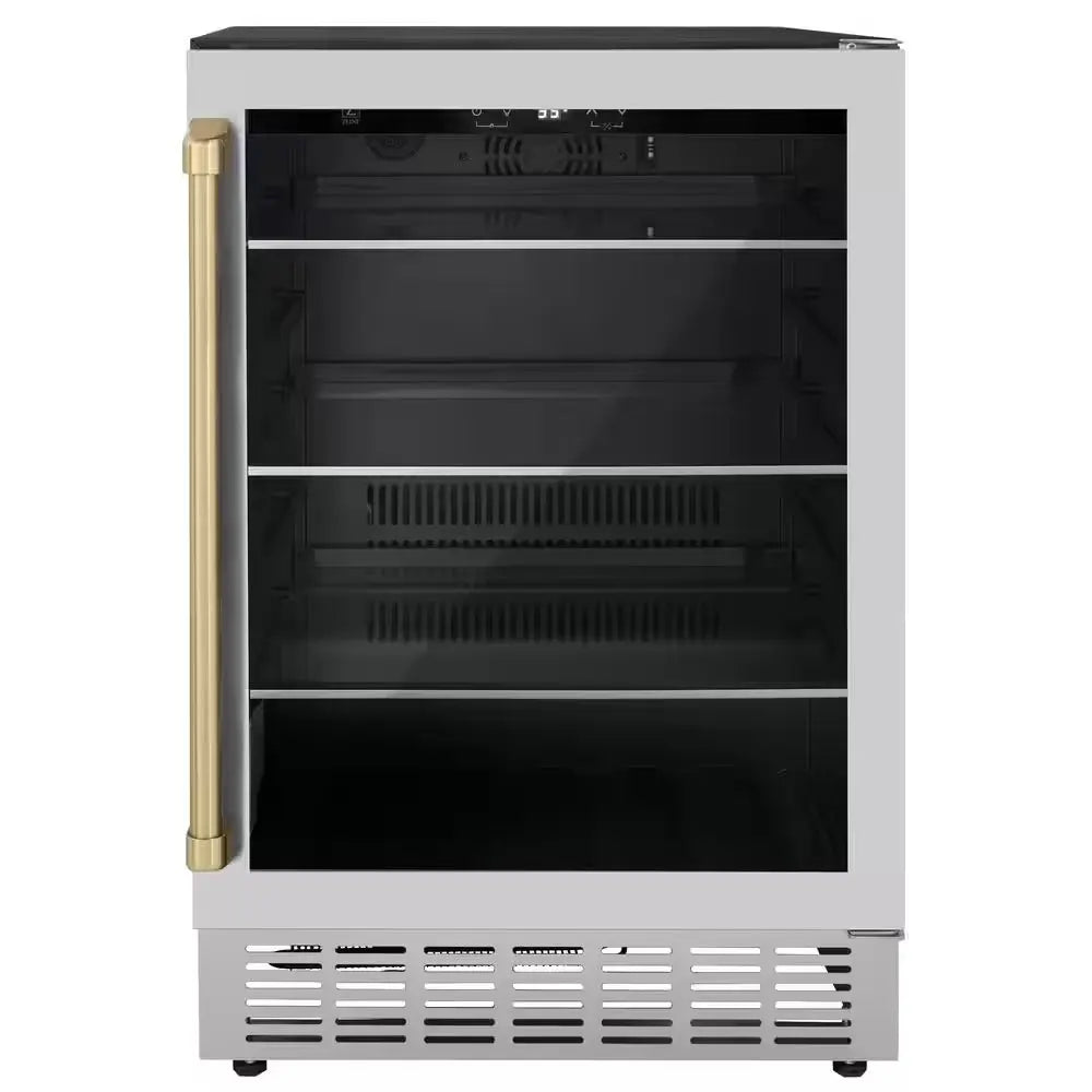 Monument 24 In. Single Zone 154-Can Beverage Fridge with LED Lighting in Stainless Steel | Fridge.com