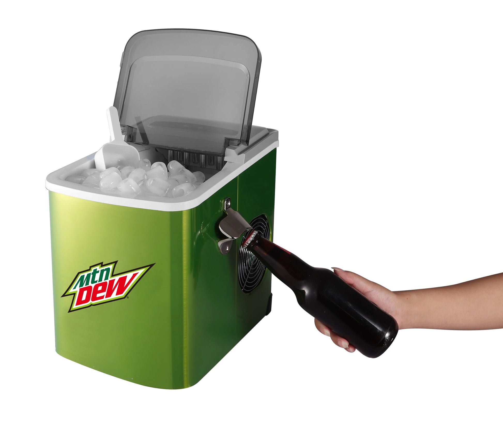 Mountain Dew 26 Lbs. Stainless Steel Ice Maker - Green with Various Ice Types | Fridge.com