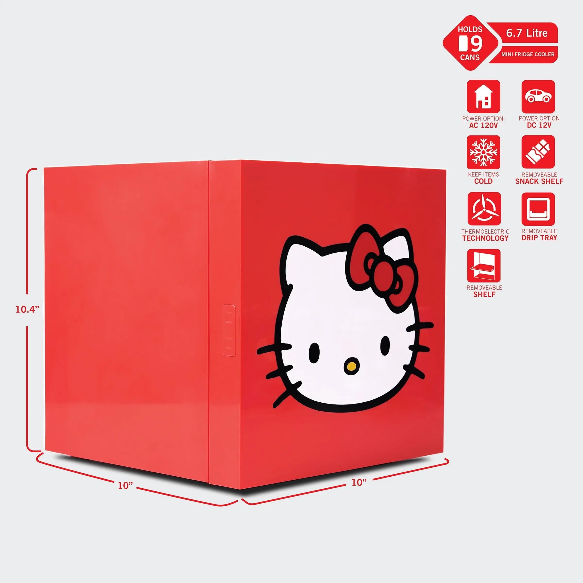 New Hello Kitty Red Cooler Mini Fridge 6.7L Single Door 9 Can ACDC | Fridge.com