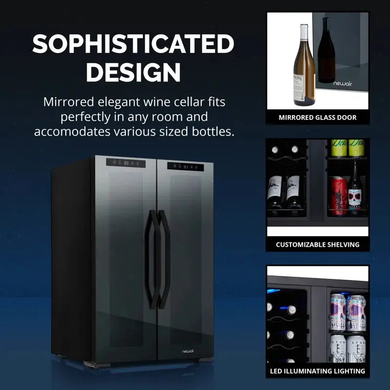 Newair 12 Bottle and 39 Can Dual Zone Freestanding Wine & Beverage Refrigerator | Fridge.com