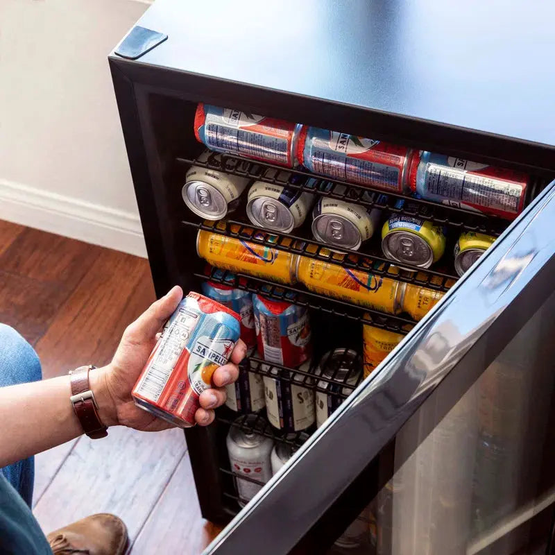 Newair 126 Can Freestanding Beverage Fridge in Onyx Black with Adjustable Shelves | Fridge.com