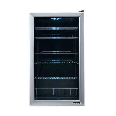 Newair 126 Can Freestanding Beverage Fridge in Stainless Steel with Adjustable Shelves | Fridge.com