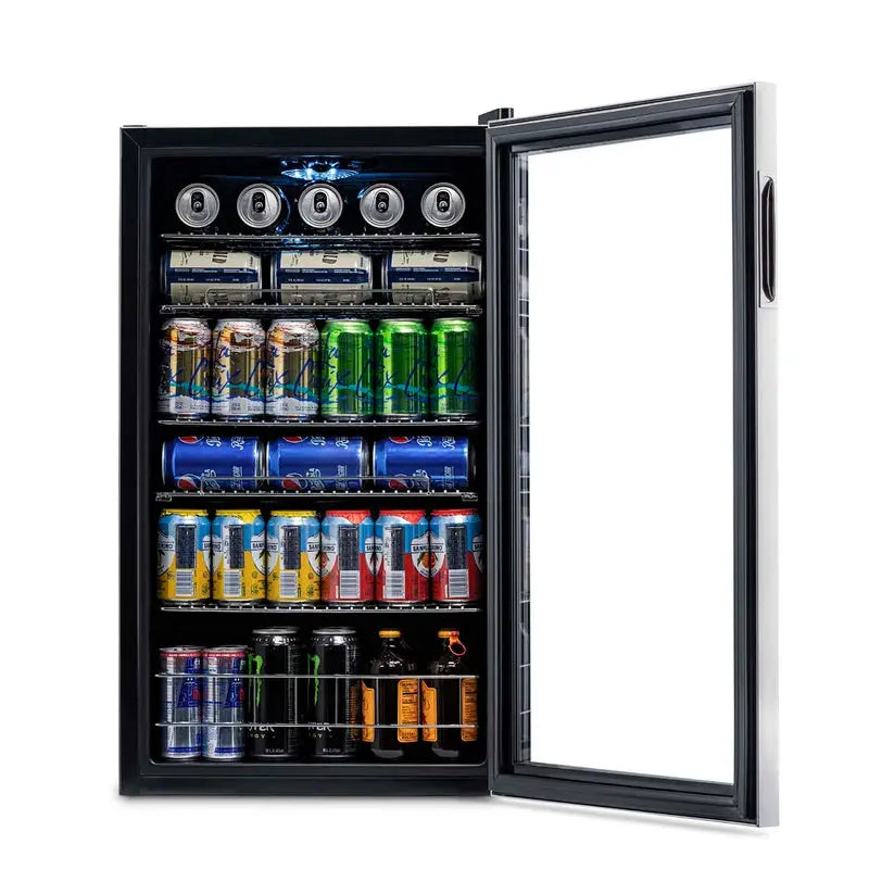 Newair 126 Can Freestanding Beverage Fridge in Stainless Steel with Adjustable Shelves | Fridge.com