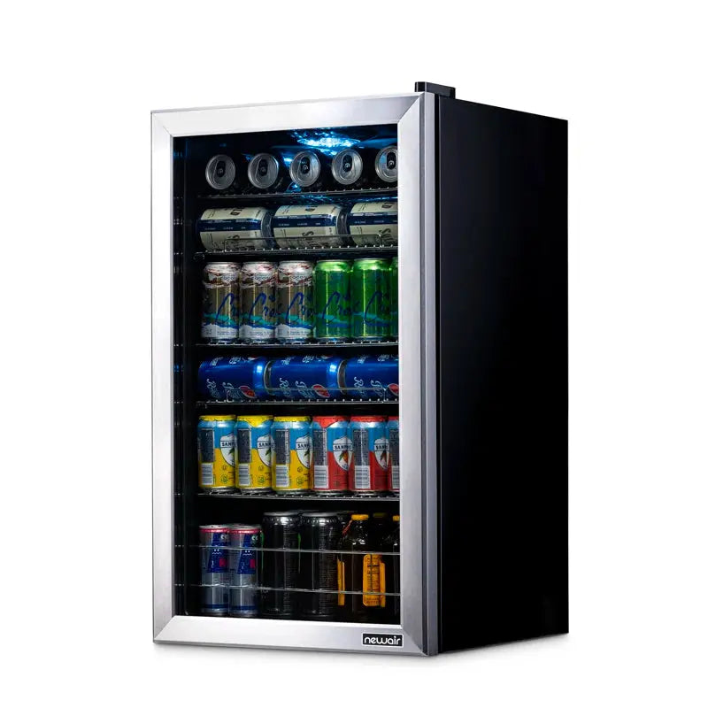 Newair 126 Can Freestanding Beverage Fridge in Stainless Steel with Adjustable Shelves | Fridge.com