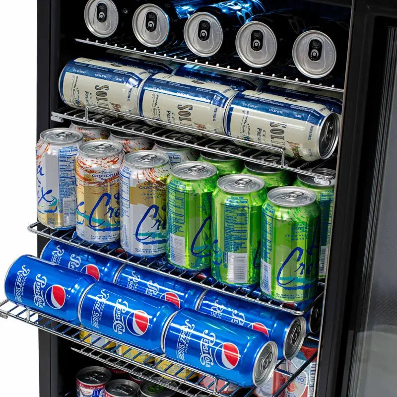 Newair 126 Can Freestanding Beverage Fridge in Stainless Steel with Adjustable Shelves | Fridge.com