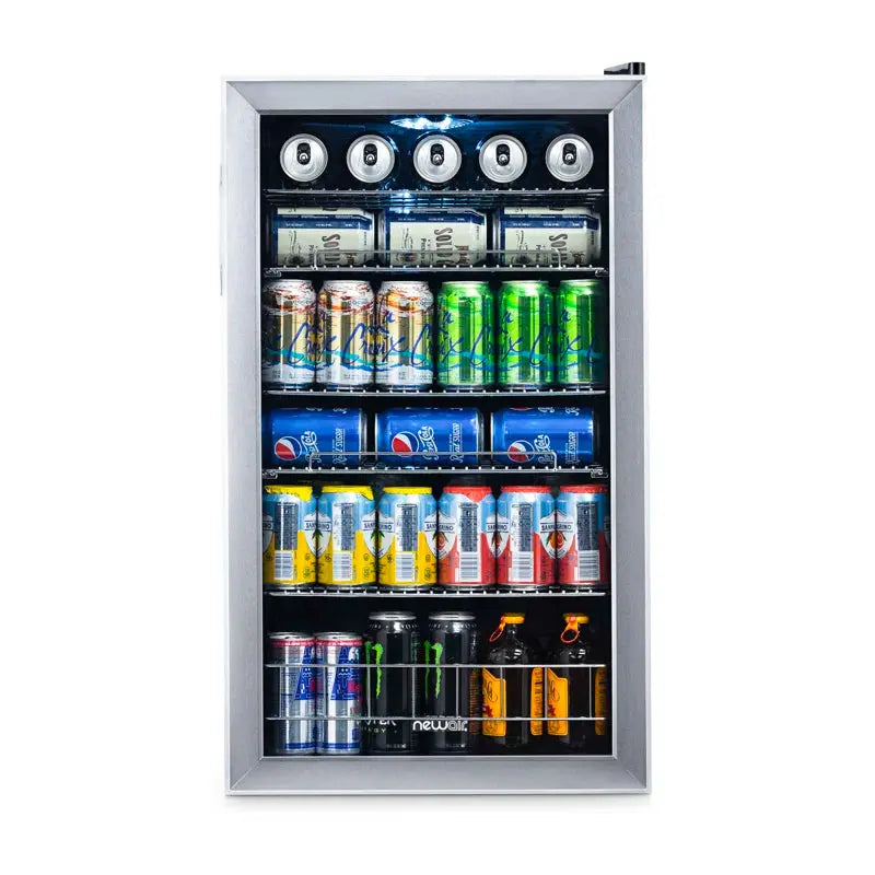 Newair 126 Can Freestanding Beverage Fridge in Stainless Steel with Adjustable Shelves | Fridge.com