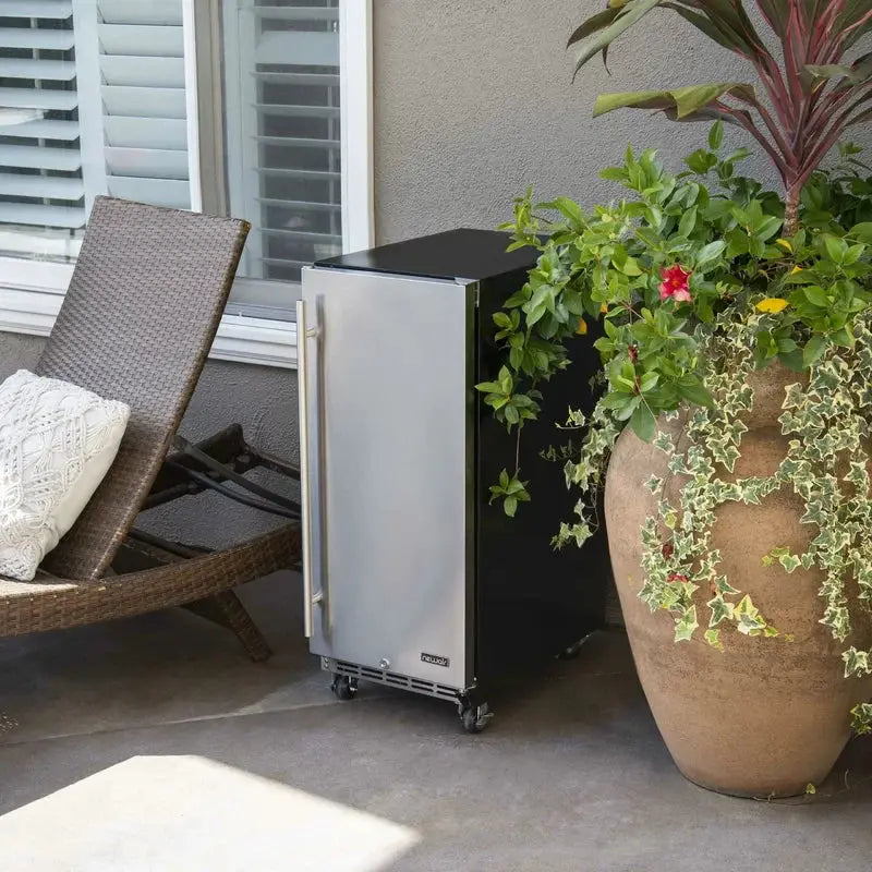 Newair 15" Built-In 90 Can Outdoor Beverage Fridge in Weatherproof Stainless Steel | Fridge.com