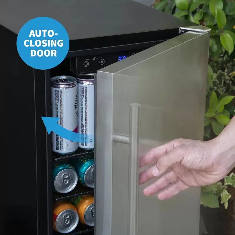 Newair 15" Built-In 90 Can Outdoor Beverage Fridge in Weatherproof Stainless Steel | Fridge.com