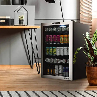 Newair 160 Can Freestanding Beverage Fridge in Stainless Steel with Precision Digital Thermostat | Fridge.com