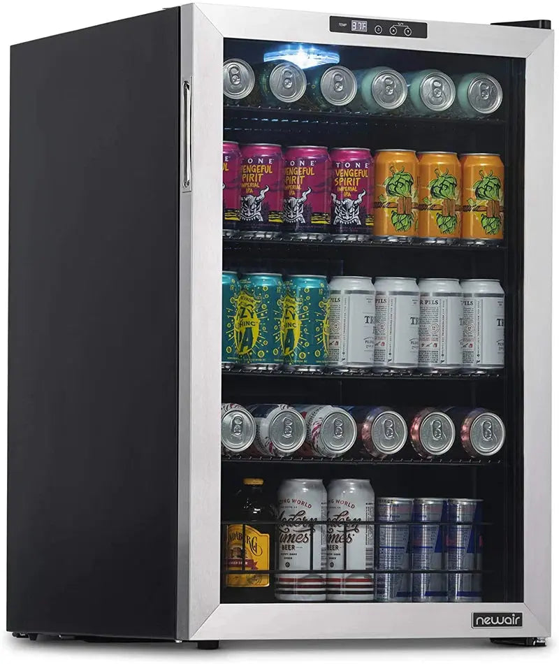 Newair 160 Can Freestanding Beverage Fridge in Stainless Steel with Precision Digital Thermostat | Fridge.com