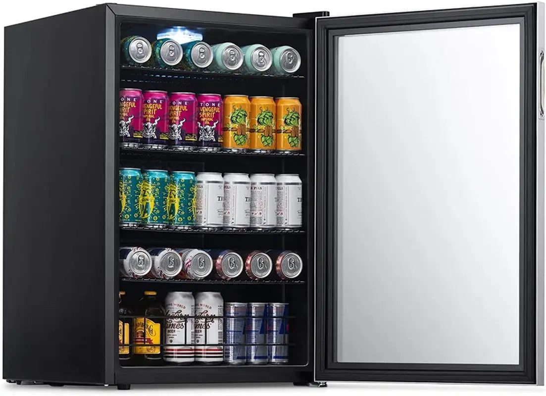 Newair 160 Can Freestanding Beverage Fridge in Stainless Steel with Precision Digital Thermostat | Fridge.com