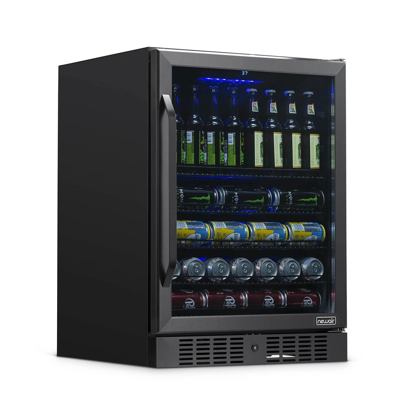 Newair 177 Can Beverage Refrigerator Cooler, Built-In Fridge in Black Stainless Steel for Home, Office or Bar | Fridge.com